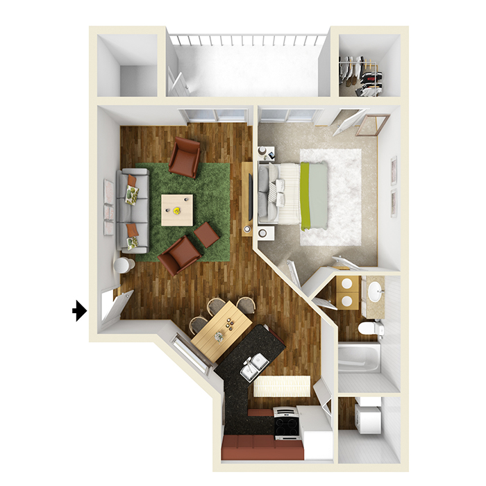One Bedroom, One Bath