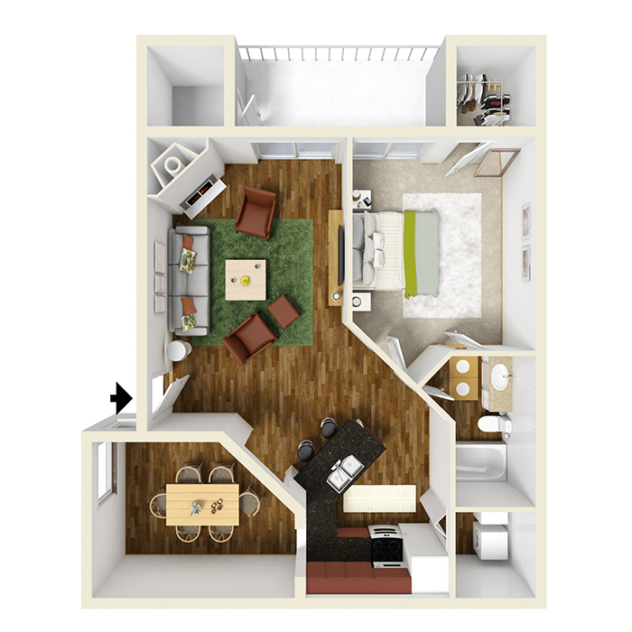 One Bedroom, One Bath with Den