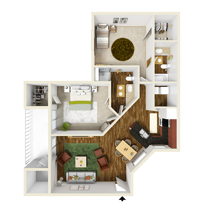 Two Bedroom, Two Bath