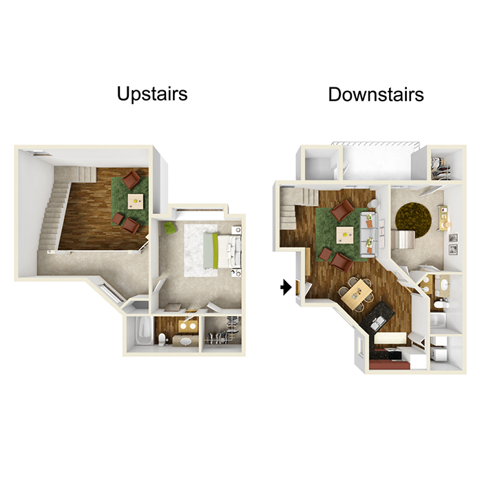 Two Bedroom, Two Bath Townhome