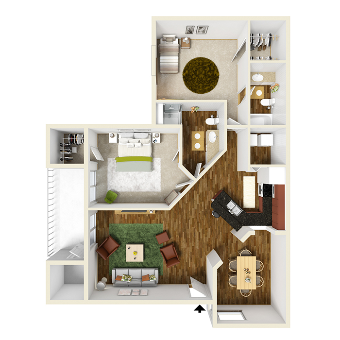 Two Bedroom, Two Bath with Den